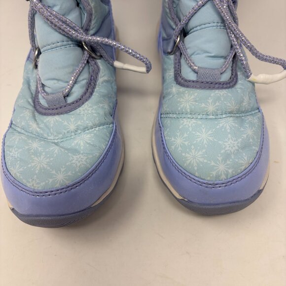 Sorel Disney Frozen Elsa Whitney girls winter boots blue 6 purple pre-worn snow - Picture 4 of 11